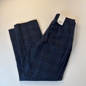 NWT Free Assembly‎ Trouser Pants Women's Size 2 Plaid Blue/Black Crop Flare
